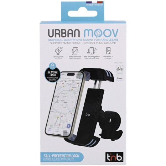 Soporte manillar ABS Smartphone 7" bloqueo anticaída 360° silicona antideslizante negro
