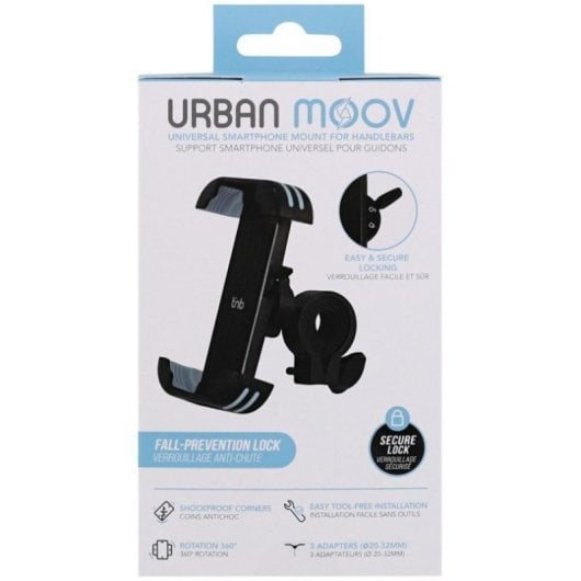Soporte manillar ABS Smartphone 7" bloqueo anticaída 360° silicona antideslizante negro