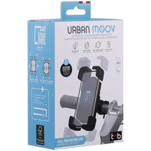 Supporto smartphone universale manubrio bici/scooter ABS 7,2" nero rotazione 360° antishock blocco automatico