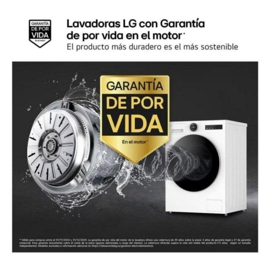 Lavadora carga frontal LG Serie 700 F4X7009TWS 9 kg 1350 rpm clase A Wi-Fi IA blanca