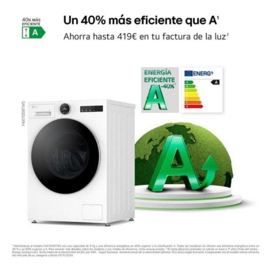Lavadora carga frontal LG Serie 700 F4X7009TWS 9 kg 1350 rpm clase A Wi-Fi IA blanca