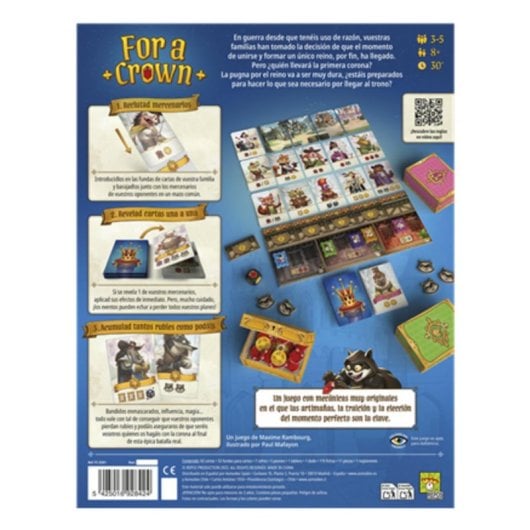 Juego de cartas For a Crown logico multijugador 3 a 5 jugadores 62 cartas tablero figuras