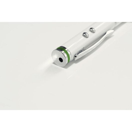 Stylet numérique Bizak Complete 4-en-1 blanc avec laser, lampe LED et stylo
