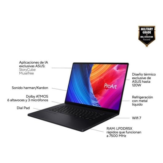 Portátil ASUS ProArt P16 OLED 16" AMD Ryzen AI 9 HX 370 64GB 2TB SSD RTX 5070 Windows 11 Pro