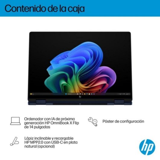 Portátil HP OmniBook X Flip 14" Intel Core Ultra 7 258V 32GB 1TB SSD OLED 3K Táctil Azul