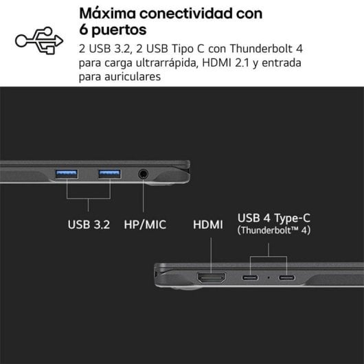 Portatil LG Gram 15Z80T-G.AU88B 15.6" AMD Ryzen 7 350 32GB 1TB SSD Dolby Atmos Negro