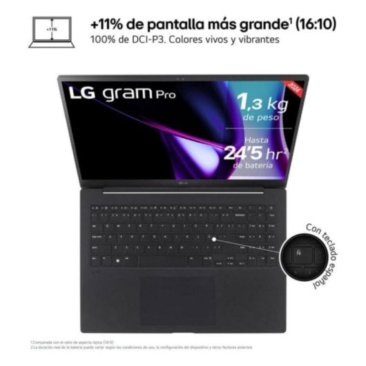 Portátil LG Gram Pro 16Z90SP 16" Intel Core Ultra 7 155H 32GB 1TB SSD OLED RTX 3050 4GB Preto