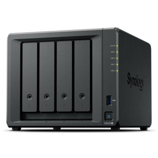 NAS Synology DS425+ 4 Baias SATA/M.2 NVMe 0TB Intel Celeron J4125 2GB DDR4 2.5GbE Ativo Preto