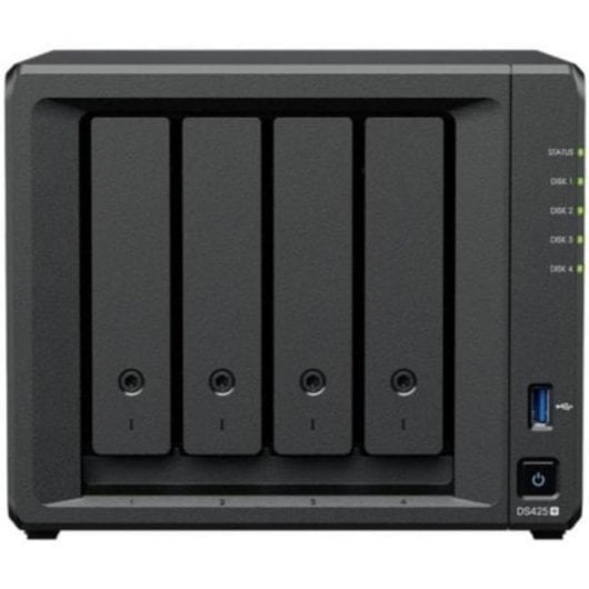 NAS Synology DS425+ 4 Baias SATA/M.2 NVMe 0TB Intel Celeron J4125 2GB DDR4 2.5GbE Ativo Preto