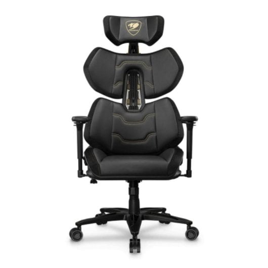 Silla gaming COUGAR Terminator Elite Gold 135 kg respaldo ajustable reposabrazos 4D acolchada negra y oro
