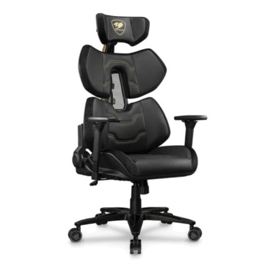 Silla gaming COUGAR Terminator Elite Gold 135 kg respaldo ajustable reposabrazos 4D acolchada negra y oro