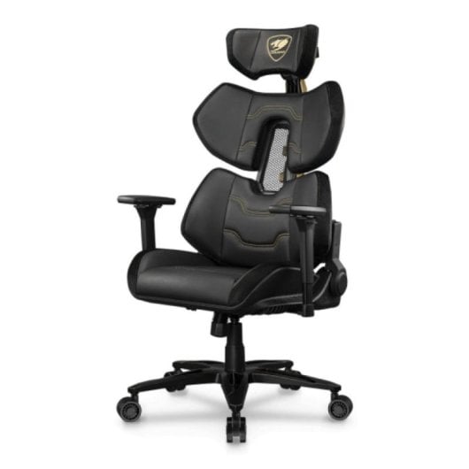 Silla gaming COUGAR Terminator Elite Gold 135 kg respaldo ajustable reposabrazos 4D acolchada negra y oro