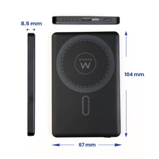 Power Bank Magnetico 10000mAh 20W - Caricabatterie Wireless Portatile Con USB-C - Compatibile IPhone 16/15/14/13/12 - Nero