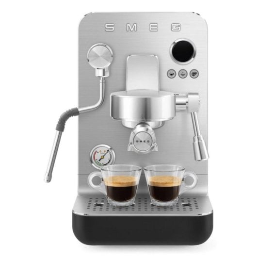Cafetera Manuelle Smeg EMC02BLMEU 1,7 L 15 bars Acier inoxydable Écran Chauffe-tasses