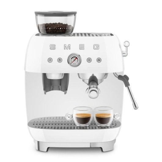 Cafetera Manual Smeg EGF03WHEU 2,4 L 20 bar con molinillo integrado, doble caldera y pantalla analógica