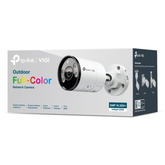 Cámara IP TP-Link VIGI S355 5MP Full-Color Exterior Bullet H.265+ PoE Audio Visión Nocturna IP67