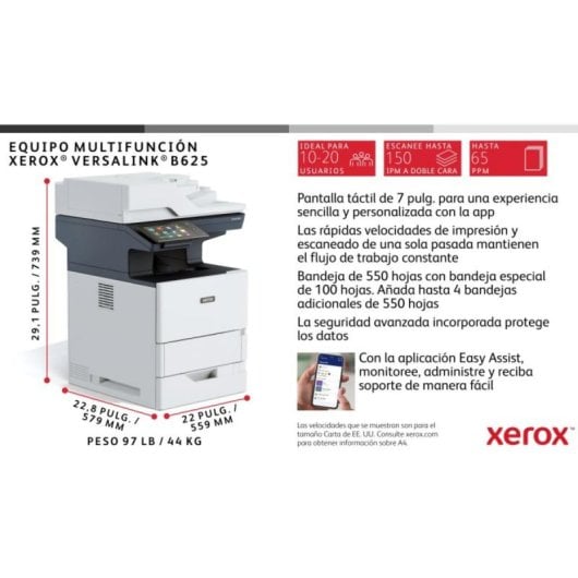 Multifunzione Xerox Laser Mono VersaLink B625 NFC Ethernet Duplex 65ppm