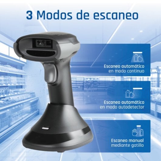 Barcodescanner iggual L2DBT-D-AX Draadloos 1D 2D Bluetooth USB IP52 Zwart