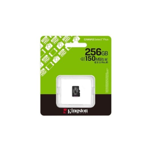 MicroSDXC Kingston Canvas Select Plus 256GB UHS-I A1 V10 150 MB/s Negro