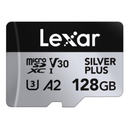 Carte mémoire Lexar Professional SILVER PLUS 128GB MicroSDXC UHS-I 205MB/s V30 A2 Noir Argent