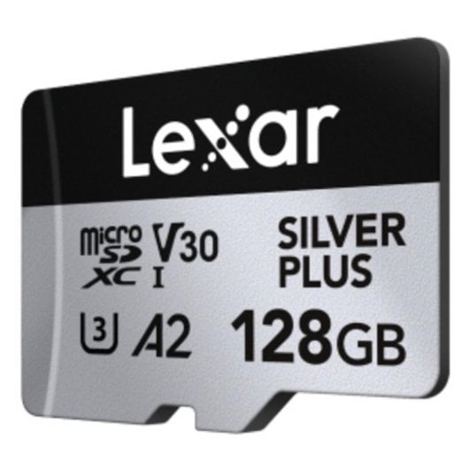 Carte mémoire Lexar Professional SILVER PLUS 128GB MicroSDXC UHS-I 205MB/s V30 A2 Noir Argent