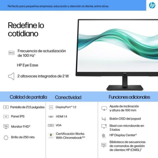 Monitor HP Serie 3 Pro 322ph 21.5" FullHD 100Hz IPS Altavoces Tiempo de Respuesta 5 ms