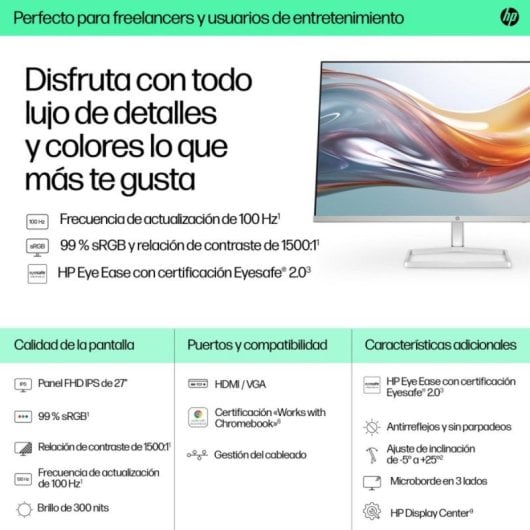 Monitor HP Serie 5 527sw 27" FullHD 100Hz IPS 5ms Micro-Edge Blanco