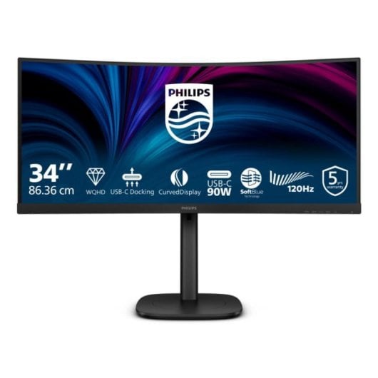 Monitor Philips 34B2U3600C/00 34" UltraWide QHD 120Hz VA Curvo KVM USB-C RJ45 4ms