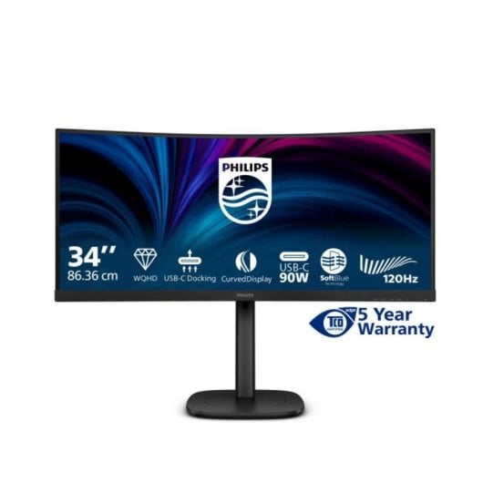 Monitor Philips 34B2U3600C/00 34" UltraWide QHD 120Hz VA Curvo KVM USB-C RJ45 4ms