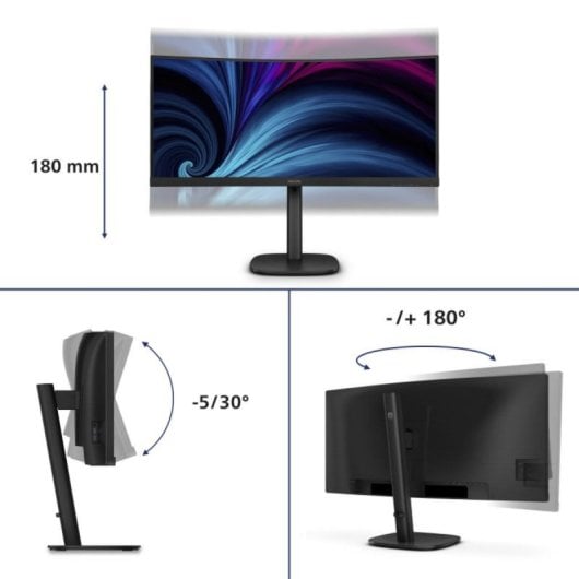 Monitor Philips 34B2U3600C/00 34" UltraWide QHD 120Hz VA Curvo KVM USB-C RJ45 4ms