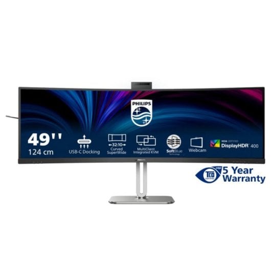 Monitor Philips 49B2U6900CH 49" Dual QHD 75Hz VA Curvo HDR400 Webcam KVM USB-C