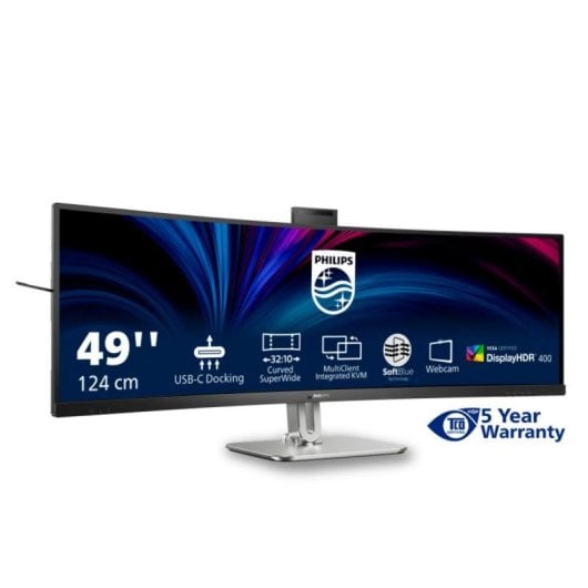 Monitor Philips 49B2U6900CH 49" Dual QHD 75Hz VA Curvo HDR400 Webcam KVM USB-C