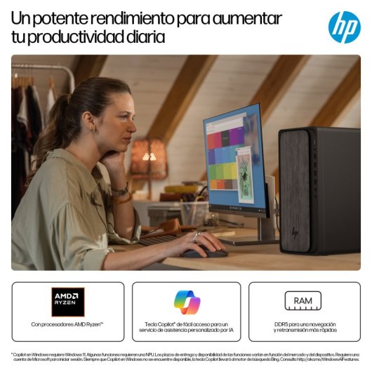 PC Sobremesa HP OmniDesk M02-0025ns AMD Ryzen 5 8500G 16GB 1TB SSD Windows 11 Home