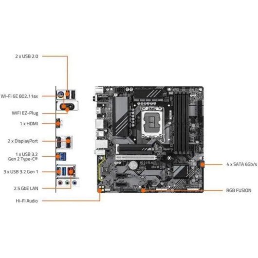 Carte mère Gigabyte B760M DS3H Intel B760 LGA1700 DDR5 Micro-ATX WiFi 6E 2.5GbE M.2 RAID