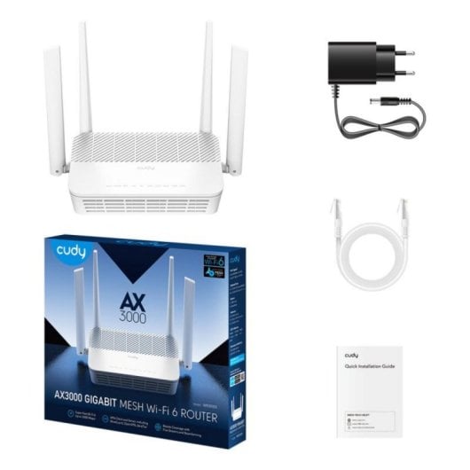 Routeur Cudy AX3000 Wi-Fi 6 RJ-45 2976 Mbit/s Dual Band 4 antennes Mesh QoS