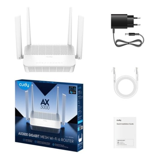 Routeur Cudy AX3000 Wi-Fi 6 RJ-45 2976 Mbit/s Dual Band 4 antennes Mesh QoS