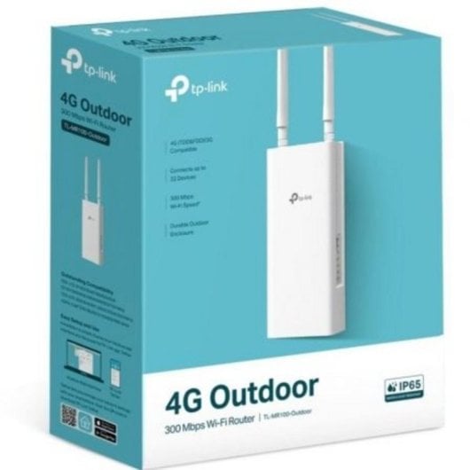 Router TP-Link TL-MR100-Outdoor 4G LTE 300 Mbps IP65 2 Antenas PoE Resistente Exterior