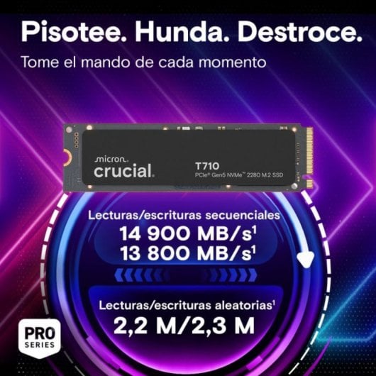 Disco Duro Crucial 2TB SSD M.2 PCIe 5.0 14500MB/s T710 NVMe Gaming