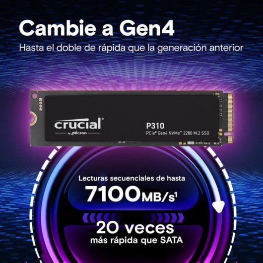 Disco Duro Crucial 4TB M.2 NVMe 7100MB/s P310 + Difusor Térmico PS5/PC