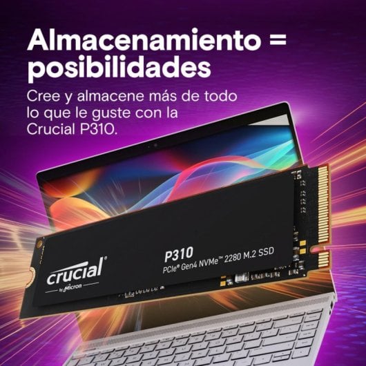 Disco Duro Crucial 4TB M.2 NVMe 7100MB/s P310 + Difusor Térmico PS5/PC