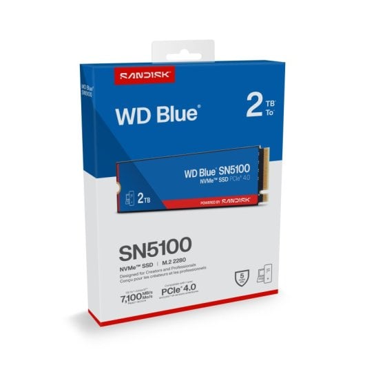 Disco Duro SanDisk 2TB M.2 7100 MB/s SN5100 NVMe PCIe 4.0 + Encriptação QLC 3D NAND