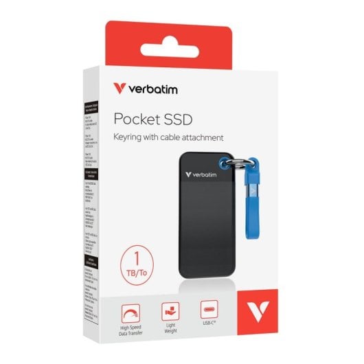 Disco Duro Verbatim 1TB SSD M.2 1000MB/s USB 3.2 Gen 2 Pocket SSD Policarbonato Ignífugo