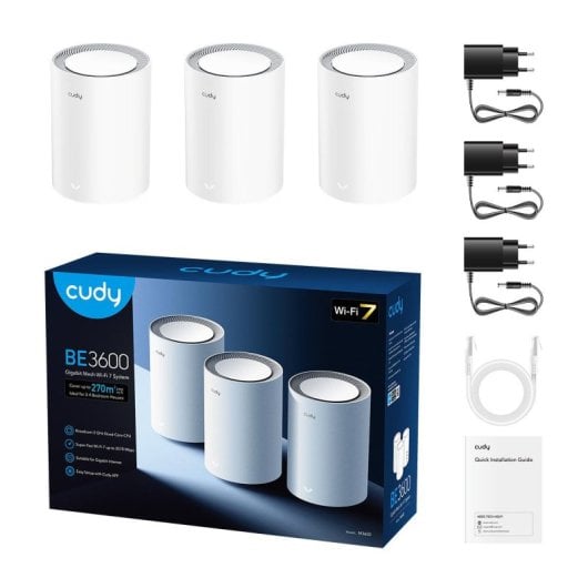 WiFi Mesh Cudy 3 nós 2882 Mbps com Wi-Fi 7, Beamforming e MU-MIMO