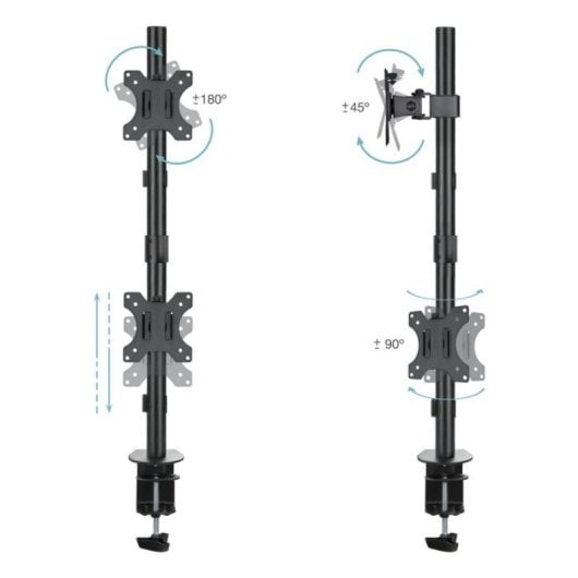Suporte de Mesa TooQ DB1233TNV-B Duplo Giratório Inclinável 13-32" 16 kg Vertical Aço Preto
