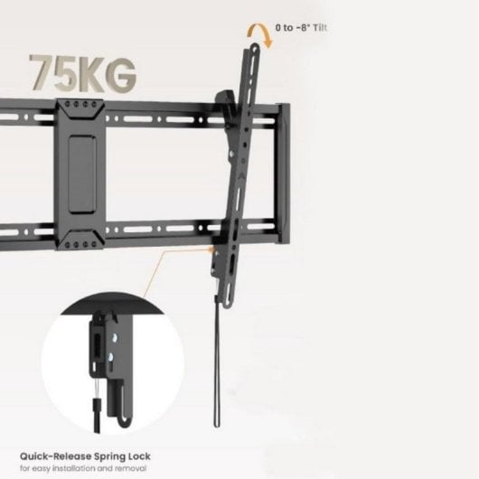 Wandhalterung Equip 650361 fuer 43-95 Zoll 75 kg Neigbar ABS Edelstahl Schwarz