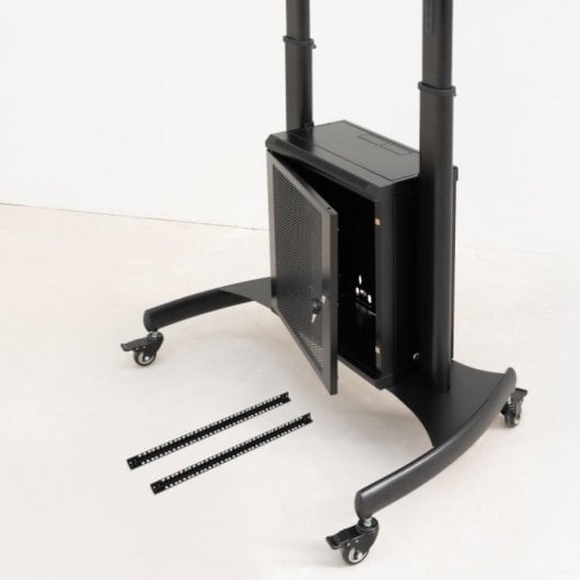 Suporte de Chão TooQ NARNIA 100 kg para Ecrãs 60-100 polegadas com Armário e Acessórios Rack Preto