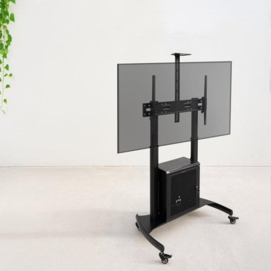 Suporte de Chão TooQ NARNIA 100 kg para Ecrãs 60-100 polegadas com Armário e Acessórios Rack Preto