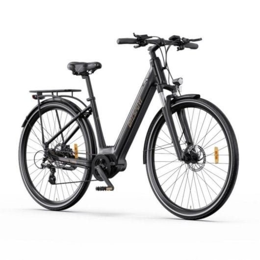 Bicicleta eléctrica urbana OneSport OT07, Shimano 7 velocidades, suspensión delantera, pantalla LCD BAFANG