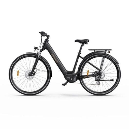 Bicicleta eléctrica urbana OneSport OT07, Shimano 7 velocidades, suspensión delantera, pantalla LCD BAFANG