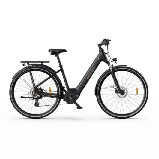 Bicicleta eléctrica urbana OneSport OT07, Shimano 7 velocidades, suspensión delantera, pantalla LCD BAFANG